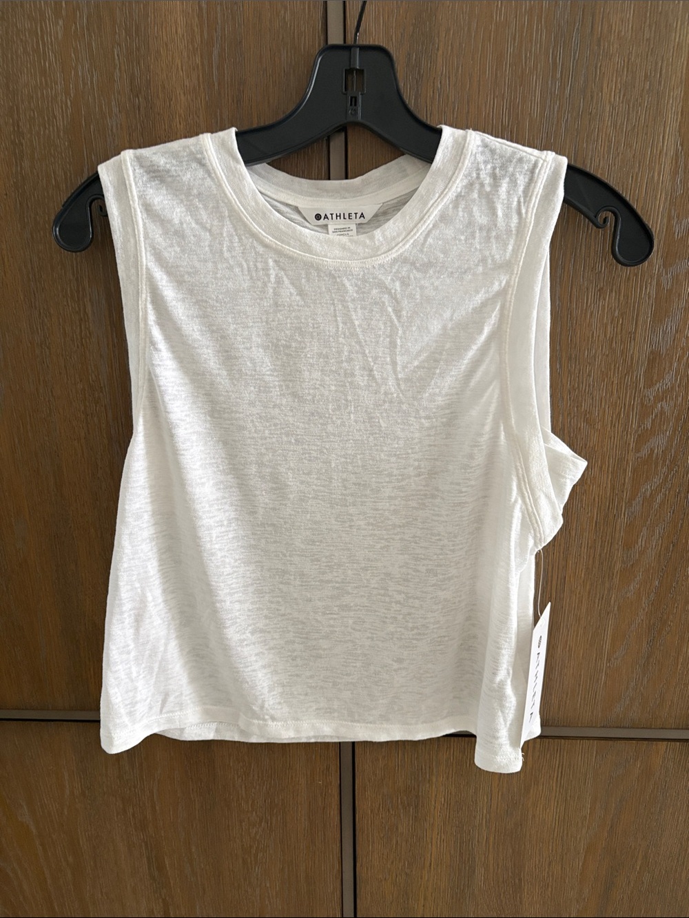 Athleta White Sleeveless Crew Muscle Tank